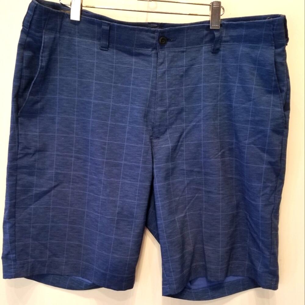 Ben Hogan Men's Blue‎ Flat Front Golf Shorts Check Plaid Pockets Size XL